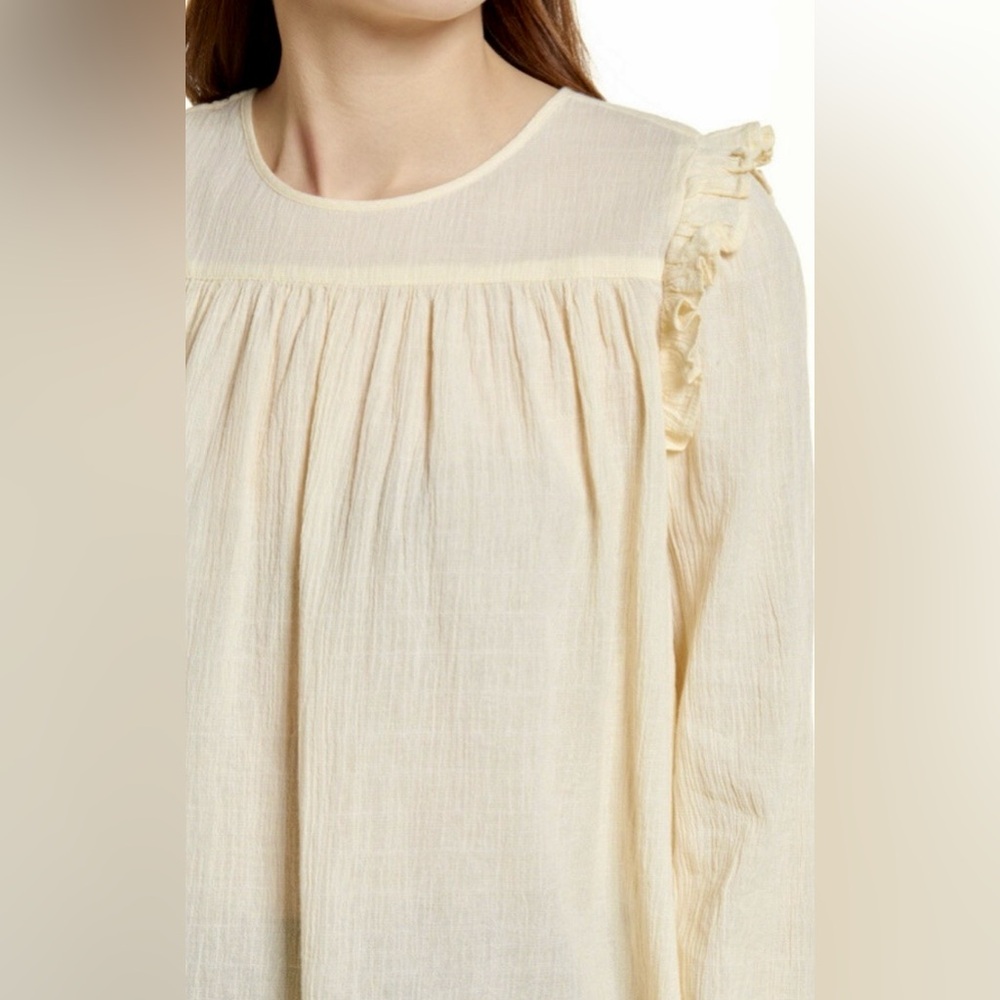 Treasure & Bond Nordstrom Butter Yellow Ruffle Detail Women's Top - Size Small